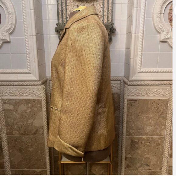 KASPER. Sz 16. Poly Rayon Lined Professional Blazer. Shiny Tan Textured. DD - Picture 4 of 8